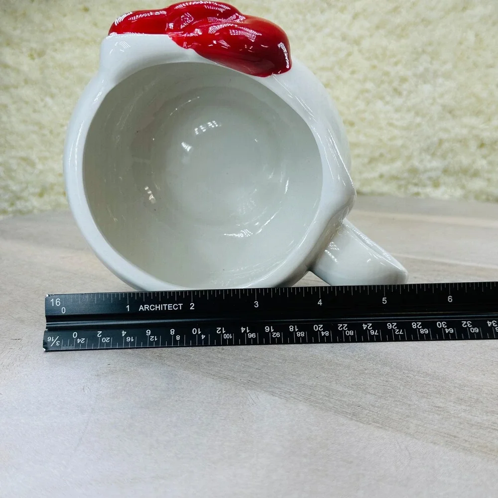 Hello Kitty 3D Sculpted Ceramic Mug Silver Buffalo Sanrio White Red SMGKTY2323 - Picture 4 of 15